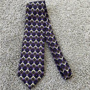 Giorgio Brutini NeckTie Tie Mens Silk Purple Gold Black Diamonds Classic Career